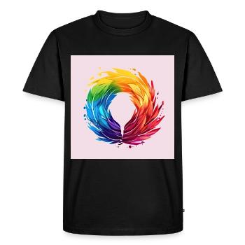 Feathered Royalty: Colorful LGTBQ+ Crown Art Print - Men's Premium Organic T-Shirt - black - Front - Nico (187cm)