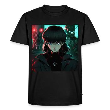 Dystopian Damsel: Anime-Style Woman in Black - Men's Premium Organic T-Shirt - black - Front - Nico (187cm)