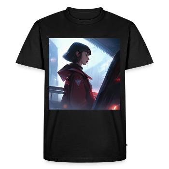 Serene Enigma: Captivating Anime-Style Portrait - Men's Premium Organic T-Shirt - black - Front - Nico (187cm)