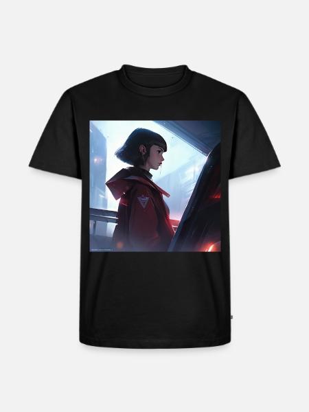 Serene Enigma: Captivating Anime-Style Portrait - Men's Premium Organic T-Shirt - black