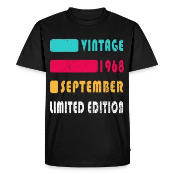 septembre 1968 Anniversaire septembre 1968 septembre - T-shirt Premium bio Homme - noir - Devant - Nico (187cm)
