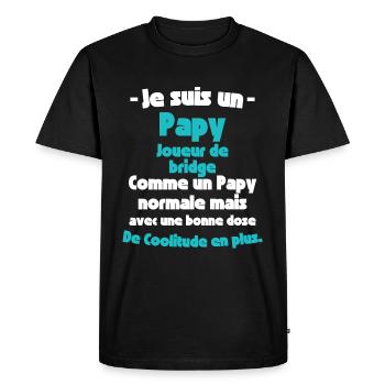 Papy Joueur de Bridge, Stratège des Cartes - T-shirt Premium bio Homme - noir - Devant - Nico (187cm)