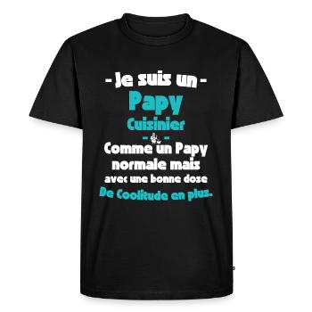 Papy Cuisinier, Chef étoilé de la Famille - T-shirt Premium bio Homme - noir - Devant - Nico (187cm)