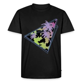 Animal Cow Gift Tropical Vaporwave Cow Pattern - Men's Premium Organic T-Shirt - black - Front - Nico (187cm)