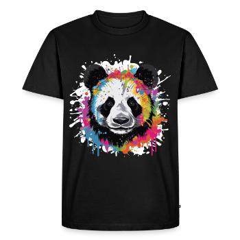 Tête Panda Pop Art - T-shirt Premium bio Homme - noir - Devant - Nico (187cm)
