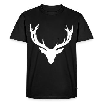 Hirschkopf – Pour les chasseurs et les amoureux de la nature - T-shirt Premium bio Homme - noir - Devant - Nico (187cm)