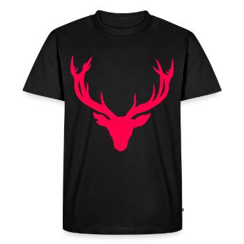 Hirschkopf – Pour les chasseurs et les amoureux de la nature - T-shirt Premium bio Homme - noir - Devant - Nico (187cm)