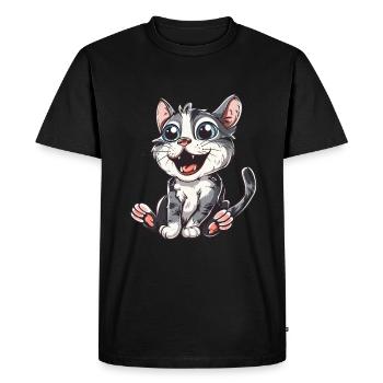 Playful kitten with big eyes - Men's Premium Organic T-Shirt - black - Front - Nico (187cm)