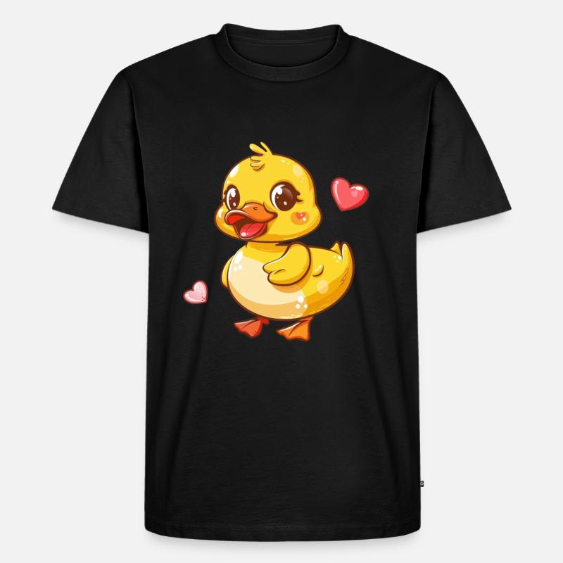 Süßes Entchen Mit Herzchen - Männer Premium Bio T-Shirt - Schwarz