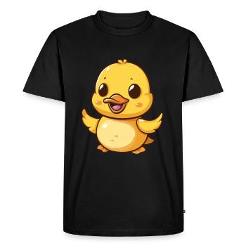 Happy duckling dances joyfully - Men's Premium Organic T-Shirt - black - Front - Nico (187cm)