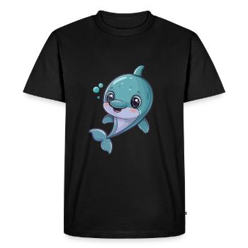 Cheerful dolphin underwater - Men's Premium Organic T-Shirt - black - Front - Nico (187cm)