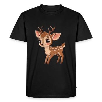 Fauve mignon aux yeux pétillants - T-shirt Premium bio Homme - noir - Devant - Nico (187cm)