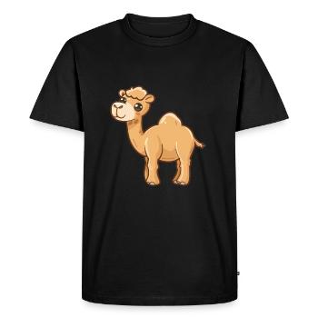 Motif d’alpaga souriant mignon - T-shirt Premium bio Homme - noir - Devant - Nico (187cm)