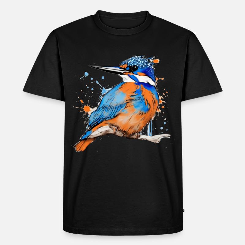 Eisvogel,Zeichnung,bunt,vogel,Graffiti,sketch - Männer Premium Bio T-Shirt - Schwarz