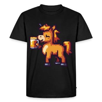 Cheval Pixel Bière - T-shirt Premium bio Homme - noir - Devant - Nico (187cm)