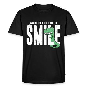 Dino dinosaure sourire rire cadeau de dents - T-shirt Premium bio Homme - noir - Devant - Nico (187cm)