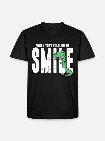 Dino dinosaur smile grine tænder gave - Herre Premium økologisk T-shirt - sort