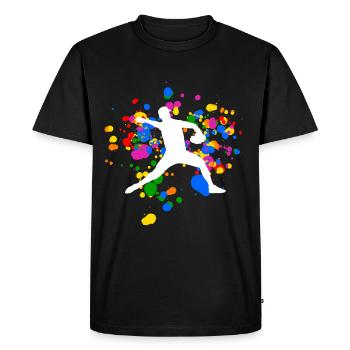 Colorful baseball design with rainbow colors - Men's Premium Organic T-Shirt - black - Front - Nico (187cm)