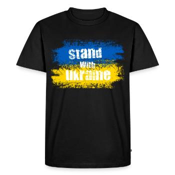 Stand avec Ukraine Motif - T-shirt Premium bio Homme - noir - Devant - Nico (187cm)