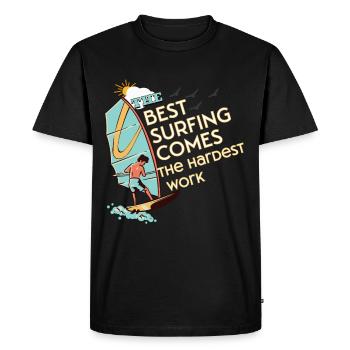 The best surfing comes the hardest work - T-shirt Premium bio Homme - noir - Devant - Nico (187cm)