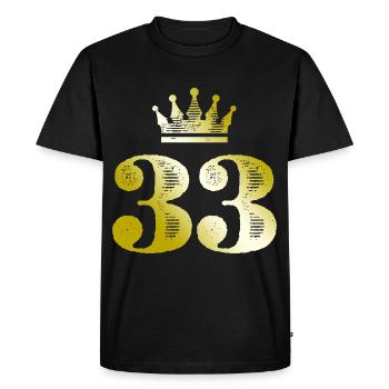 33 Number Crown Gold - Men's Premium Organic T-Shirt - black - Front - Nico (187cm)