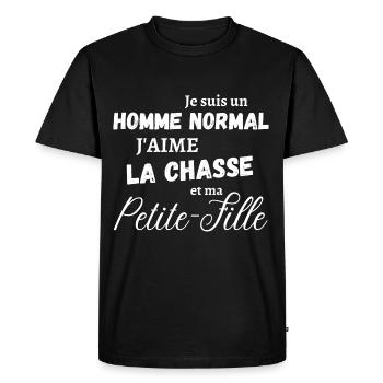 j'aime la chasse et ma petite fille - T-shirt Premium bio Homme - noir - Devant - Nico (187cm)