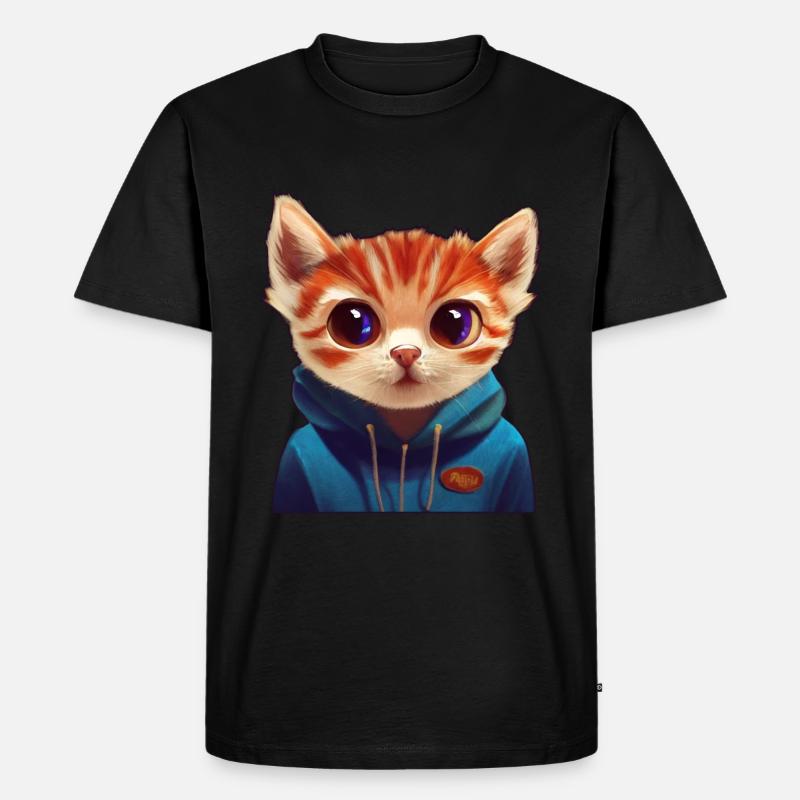 Katze mit Pullover - Männer Premium Bio T-Shirt - Schwarz