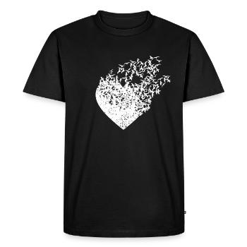 Heart Flying Birds Love Heart - Men's Premium Organic T-Shirt - black - Front - Nico (187cm)