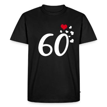 60e anniversaire coeurs 60 - T-shirt Premium bio Homme - noir - Devant - Nico (187cm)