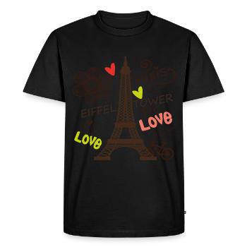 Paris Eiffel Tower Arc de Triomphe Love from Frankre - Men's Premium Organic T-Shirt - black - Front - Nico (187cm)