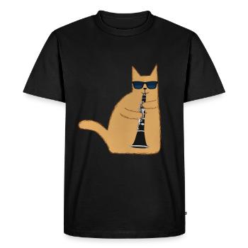 Cat Clarinette Cat Music Cat musical - T-shirt Premium bio Homme - noir - Devant - Nico (187cm)