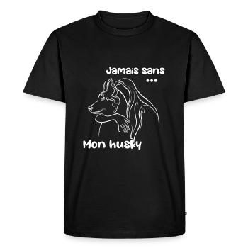 Jamais sans mon Husky - T-shirt Premium bio Homme - noir - Devant - Nico (187cm)