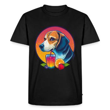 Beagle avec boisson et fruits - T-shirt Premium bio Homme - noir - Devant - Nico (187cm)
