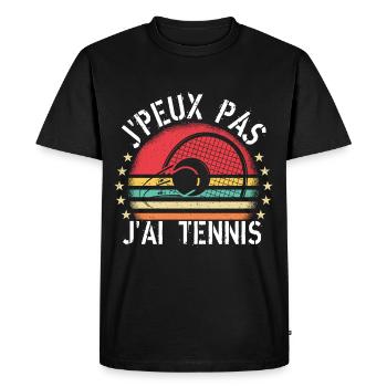 J Peux Pas J Ai Tennis cadeau vintage - T-shirt Premium bio Homme - noir - Devant - Nico (187cm)