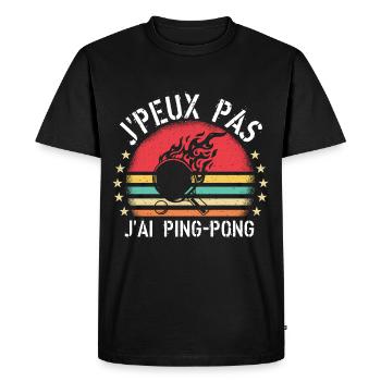 J Peux Pas J Ai Ping pong cadeau vintage - T-shirt Premium bio Homme - noir - Devant - Nico (187cm)