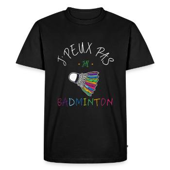 J'Peux Pas J'Ai badminton - T-shirt Premium bio Homme - noir - Devant - Nico (187cm)