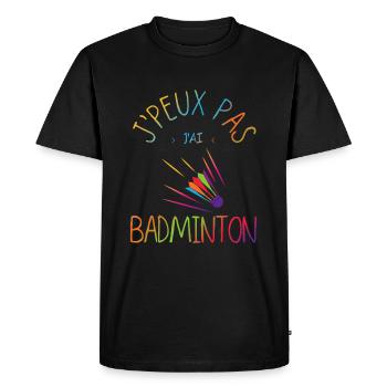 J Peux Pas J Ai Badminton - T-shirt Premium bio Homme - noir - Devant - Nico (187cm)