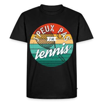 J'Peux Pas J'Ai Tennis - T-shirt Premium bio Homme - noir - Devant - Nico (187cm)