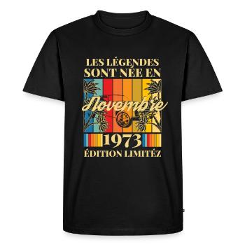 les légendes sont née en Novembre 1973 - T-shirt Premium bio Homme - noir - Devant - Nico (187cm)