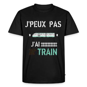 J Peux Pas J Ai Train - T-shirt Premium bio Homme - noir - Devant - Nico (187cm)
