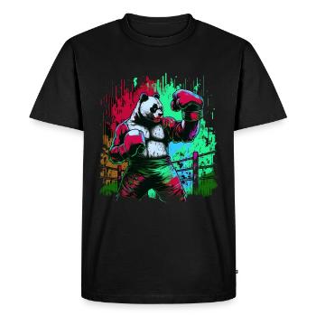 Drôle coloré Panda Boxer MMA Arts Martiaux - T-shirt Premium bio Homme - noir - Devant - Nico (187cm)