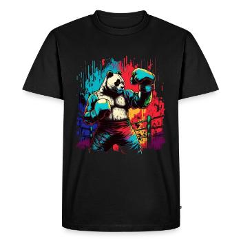 Drôle coloré Panda Boxer MMA Arts Martiaux - T-shirt Premium bio Homme - noir - Devant - Nico (187cm)