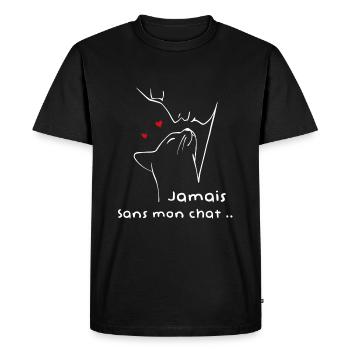 Jamais sans mon chat .. - T-shirt Premium bio Homme - noir - Devant - Nico (187cm)
