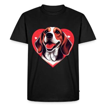 heureux Beagle Dog avec du coeur - T-shirt Premium bio Homme - noir - Devant - Nico (187cm)