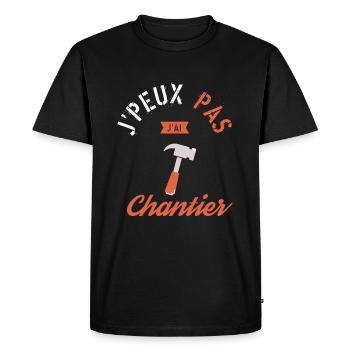 Je peux pas j ai Chantier - T-shirt Premium bio Homme - noir - Devant - Nico (187cm)