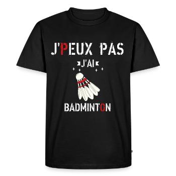 J Peux Pas J Ai Badminton - T-shirt Premium bio Homme - noir - Devant - Nico (187cm)