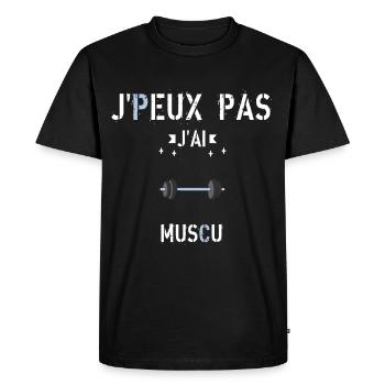 J Peux Pas J Ai Muscu - T-shirt Premium bio Homme - noir - Devant - Nico (187cm)