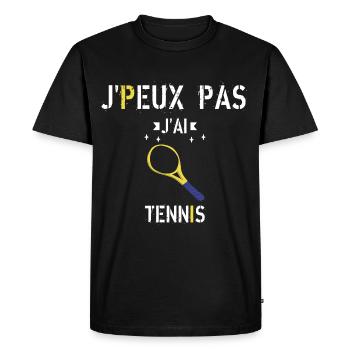 J Peux Pas J AI Tennis - T-shirt Premium bio Homme - noir - Devant - Nico (187cm)