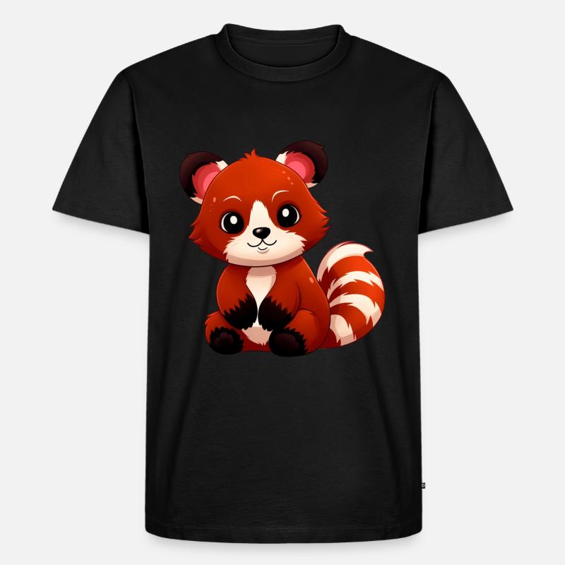 Netter roter Panda - Männer Premium Bio T-Shirt - Schwarz