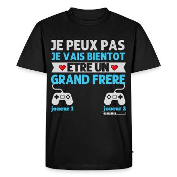 Grand frère futur grand frère humour gamer cadeau - T-shirt Premium bio Homme - noir - Devant - Nico (187cm)